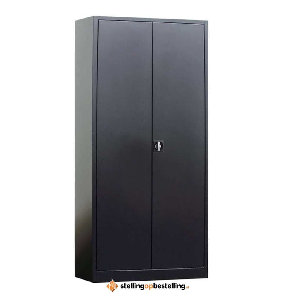Afsluitbare Metalen Draaideurkast, Magazijnkast 1950x920x420 Zwart