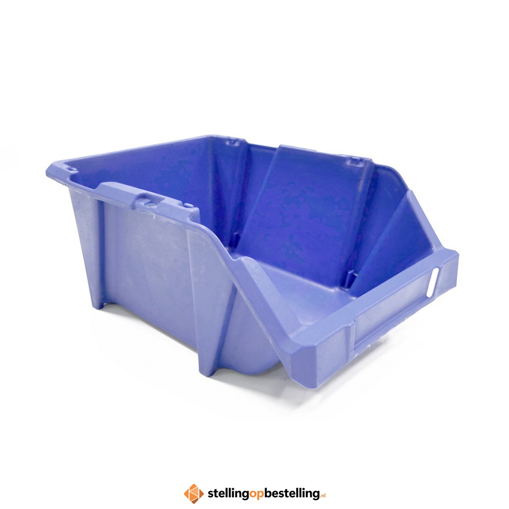 Begra stapelbare en nestbare kunststof magazijnbak type S4, 300x200x130 blauw