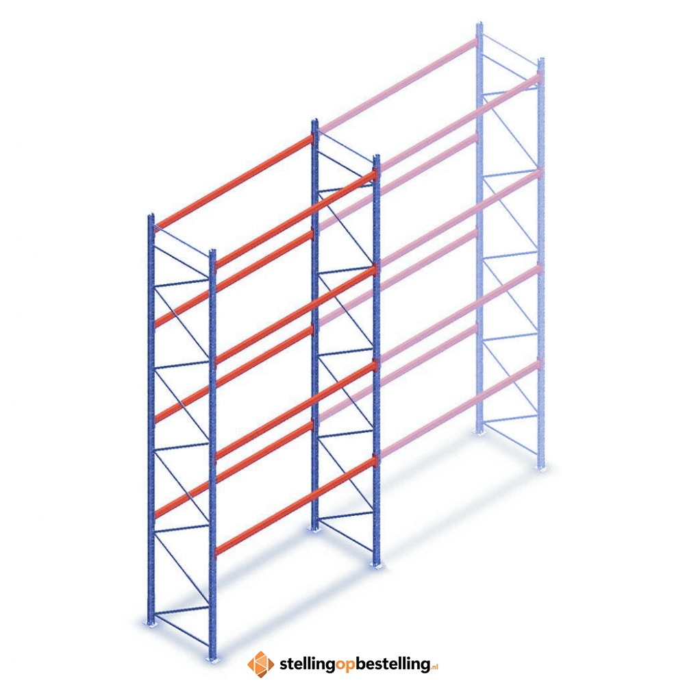 Deels gebruikte Nedcon palletstelling 6000x3100x1100 - 4 niveaus beginsectie