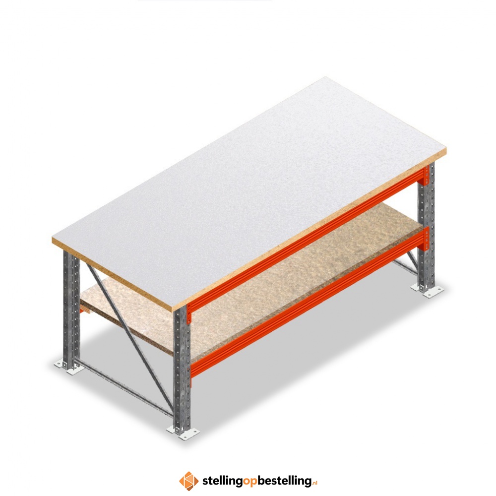 Dubbellaags werkbank, werktafel zonder voorgemonteerde frames 1850x1000x940