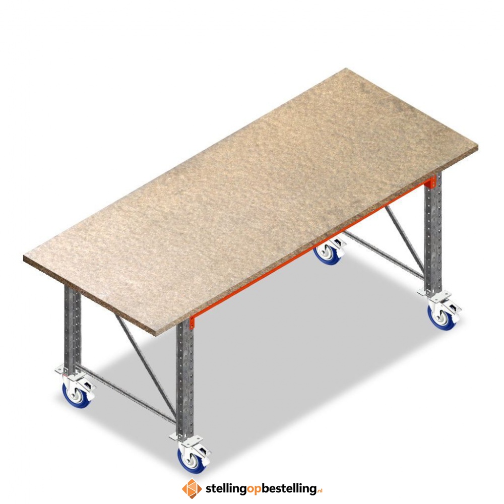 Enkellaags Inpaktafel, Paktafel op Wielen zonder voorgemonteerde frames