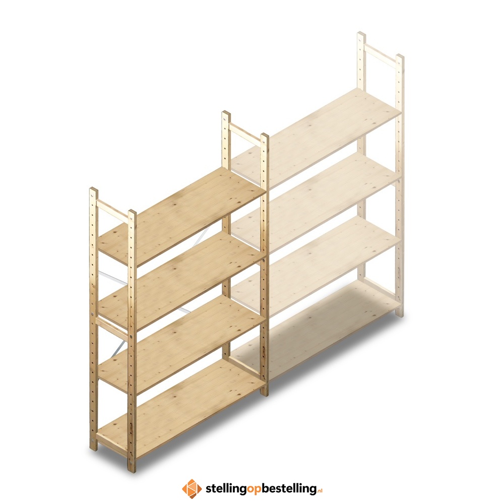 Houten Legbordstelling 1780x1170x370 4 niveaus beginsectie