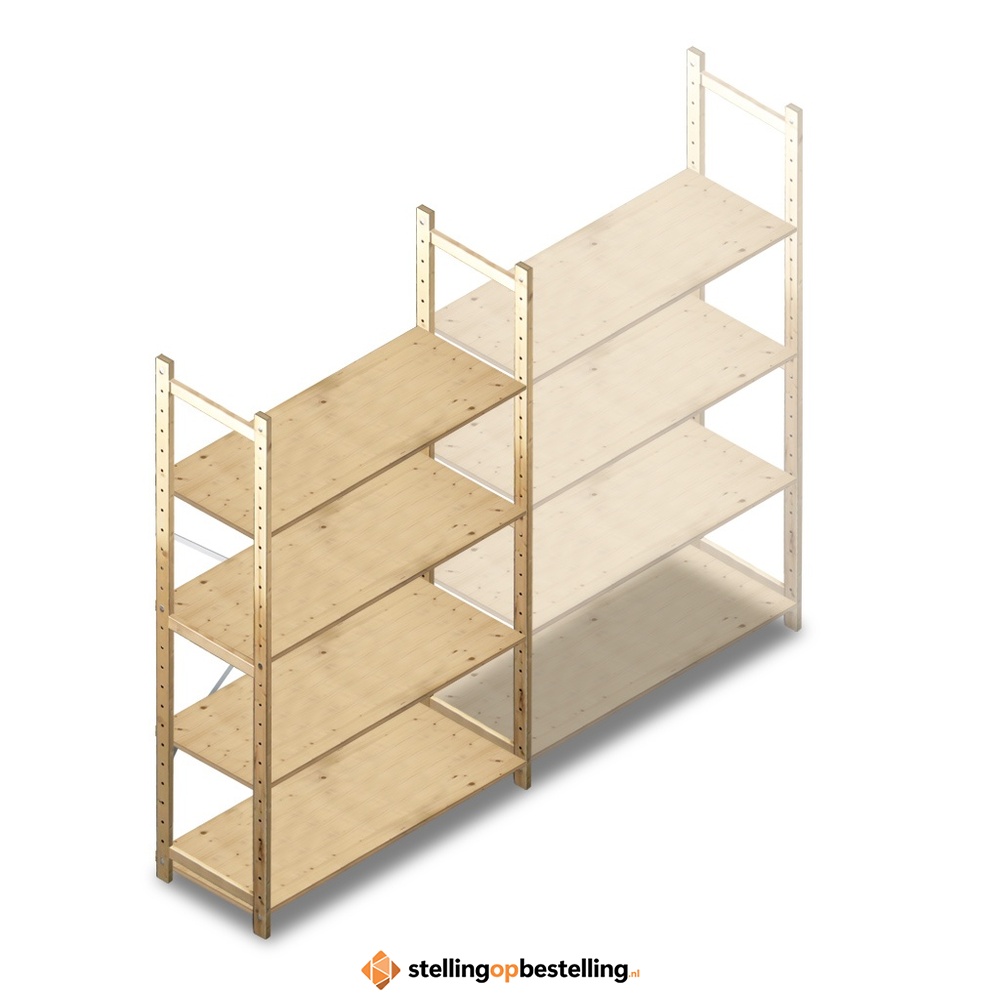 Houten Legbordstelling 1780x1170x500 4 niveaus beginsectie