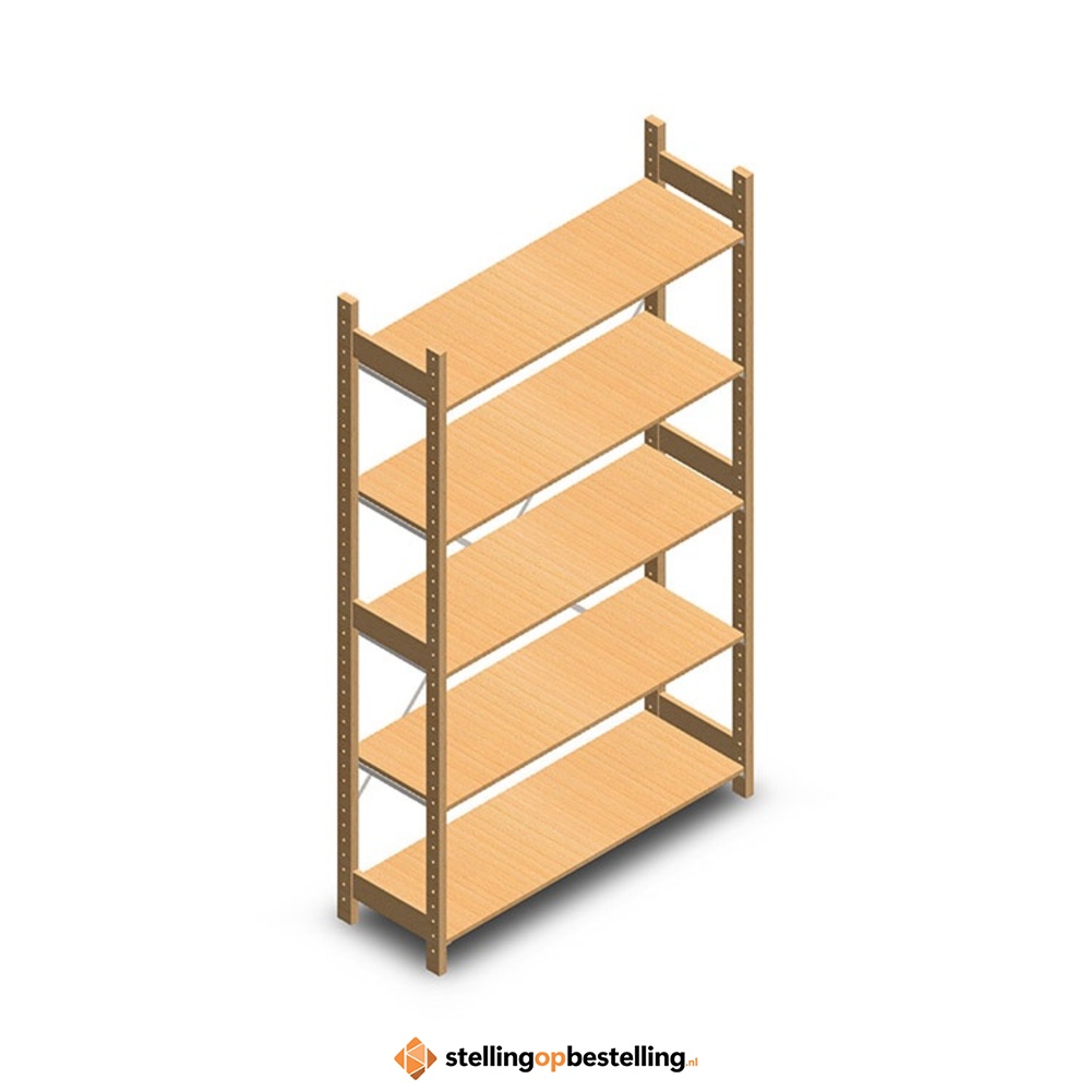 Houten legbordstelling bt euro 2100x1170x400 beginsectie