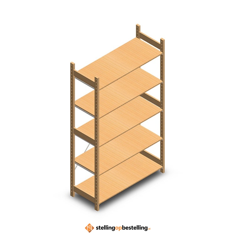 Houten legbordstelling bt euro 2100x1170x500 beginsectie
