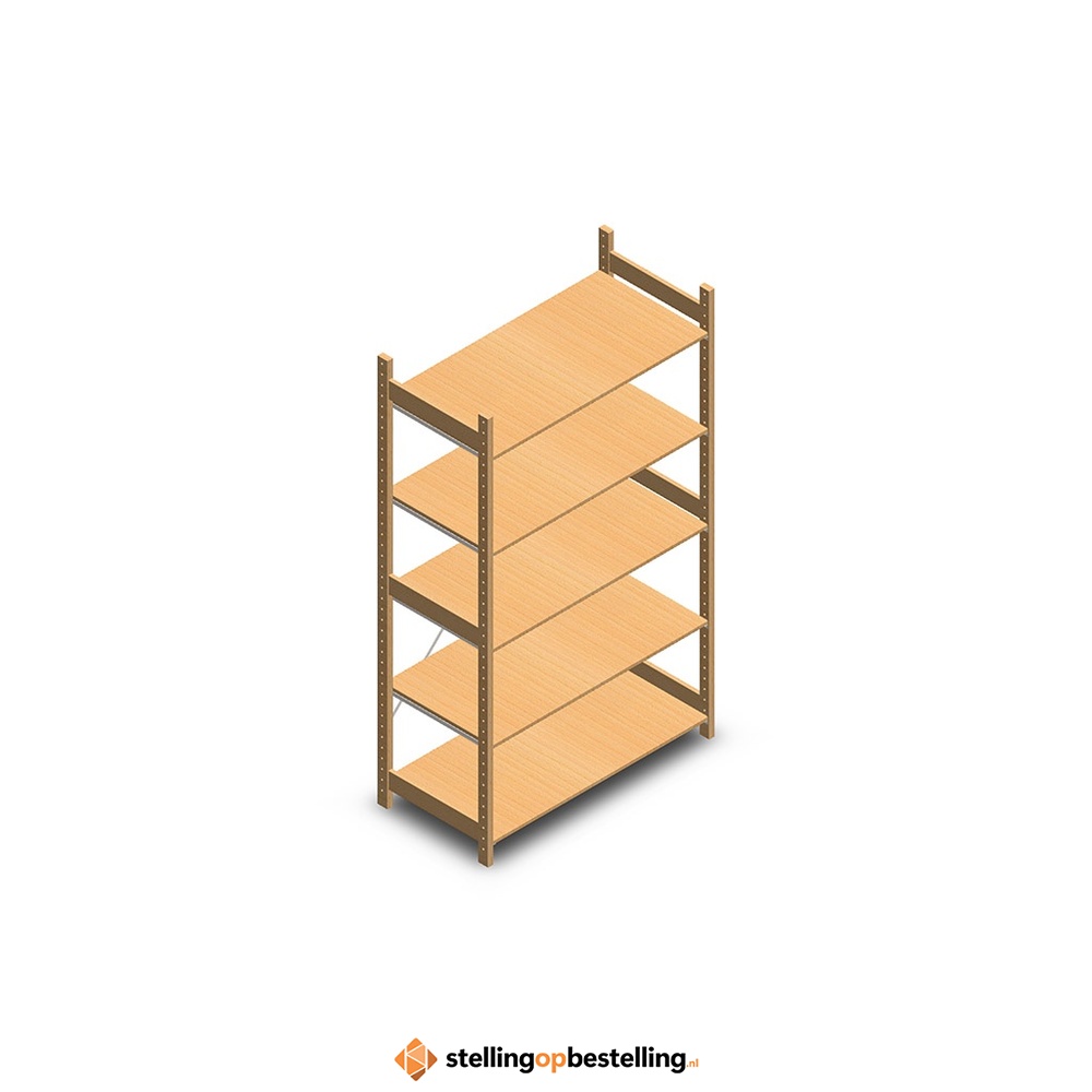Houten legbordstelling bt euro 2100x1170x600 beginsectie