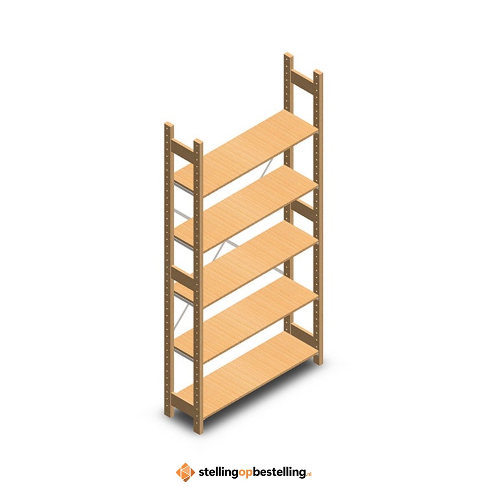 Houten legbordstelling bt euro 2100x770x300 beginsectie