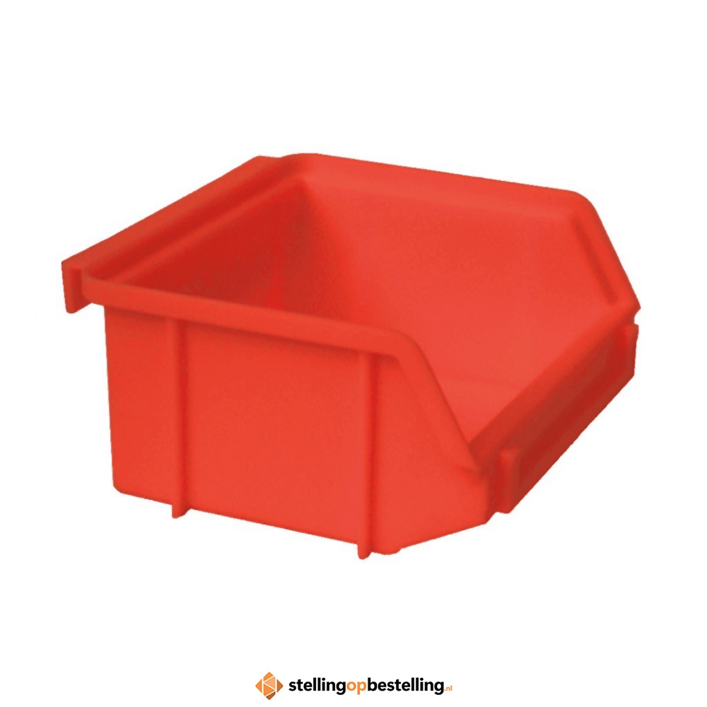 Kunststof stapelbak, Plastic magazijnbak A1 100x100x50 rood