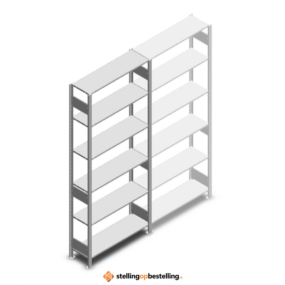 Legbordstelling Heavy Duty 2500x1000x300, 6 niveaus metaal verzinkt, 150 kg beginsectie