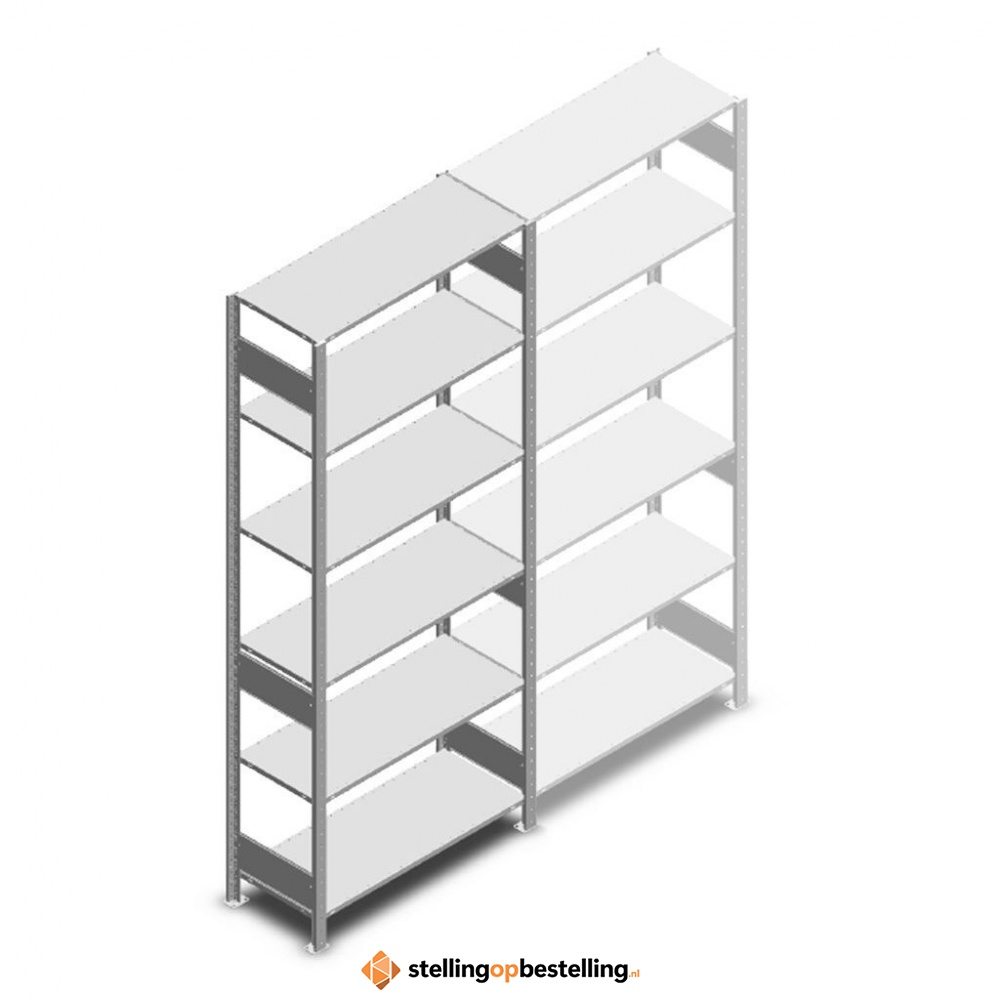 Legbordstelling Heavy Duty 2500x1000x400, 6 niveaus metaal verzinkt, 250 kg beginsectie