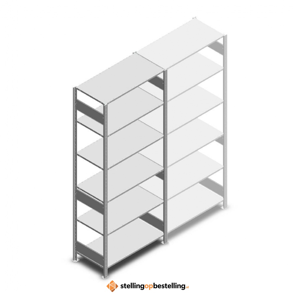 Legbordstelling Heavy Duty 2500x1000x500, 6 niveaus metaal verzinkt, 250 kg beginsectie