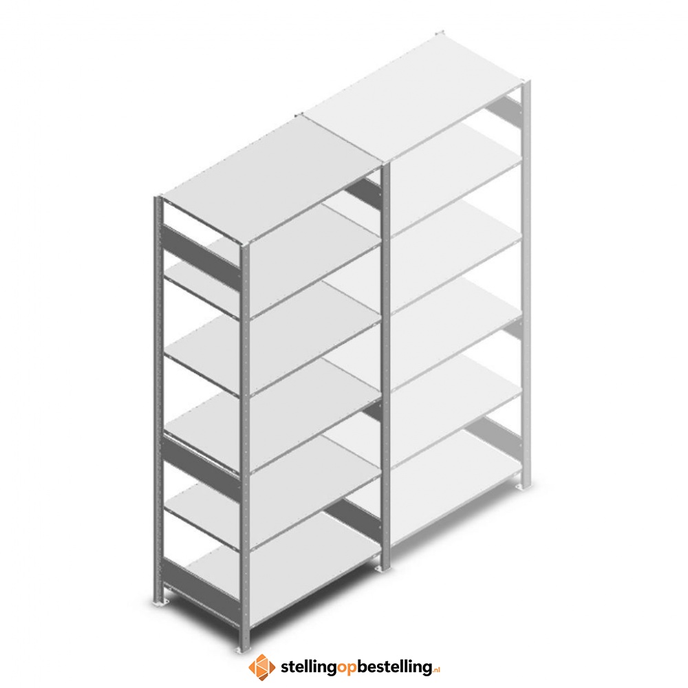 Legbordstelling Heavy Duty 2500x1000x600, 6 niveaus metaal verzinkt, 250 kg beginsectie