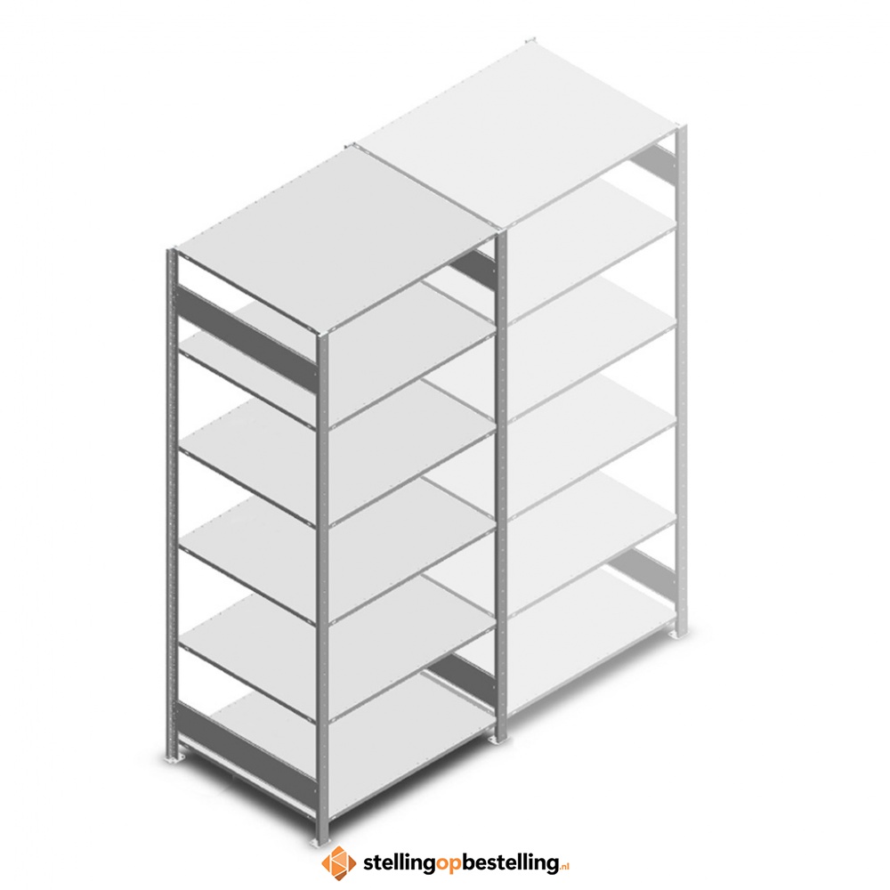 Legbordstelling Heavy Duty 2500x1000x800, 6 niveaus metaal verzinkt, 250 kg beginsectie