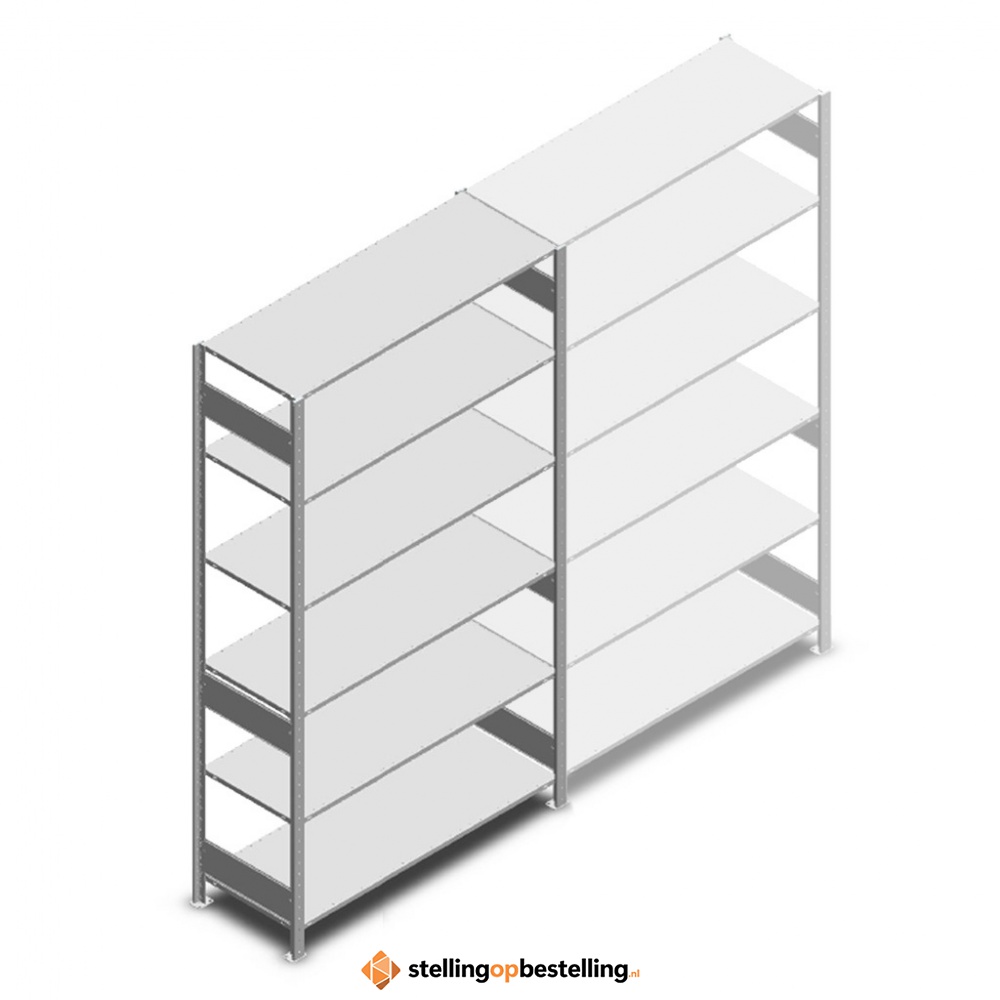Legbordstelling Heavy Duty 2500x1300x500, 6 niveaus metaal verzinkt, 150 kg beginsectie