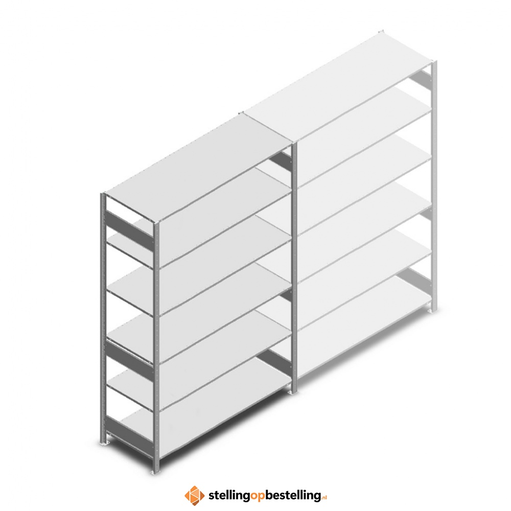 Legbordstelling Heavy Duty 2500x1300x600, 6 niveaus metaal verzinkt, 150 kg beginsectie