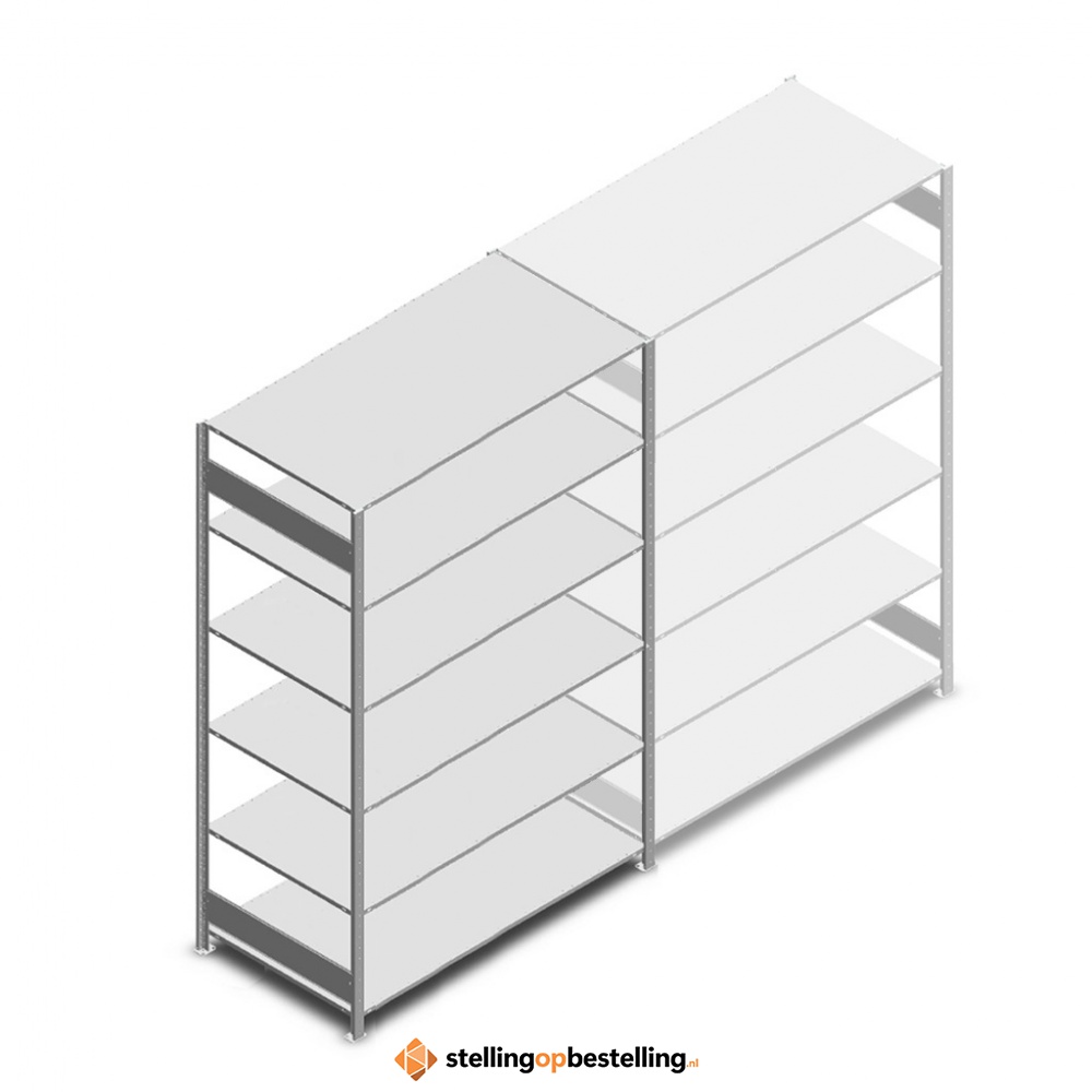 Legbordstelling Heavy Duty 2500x1300x800, 6 niveaus metaal verzinkt, 250 kg beginsectie 
