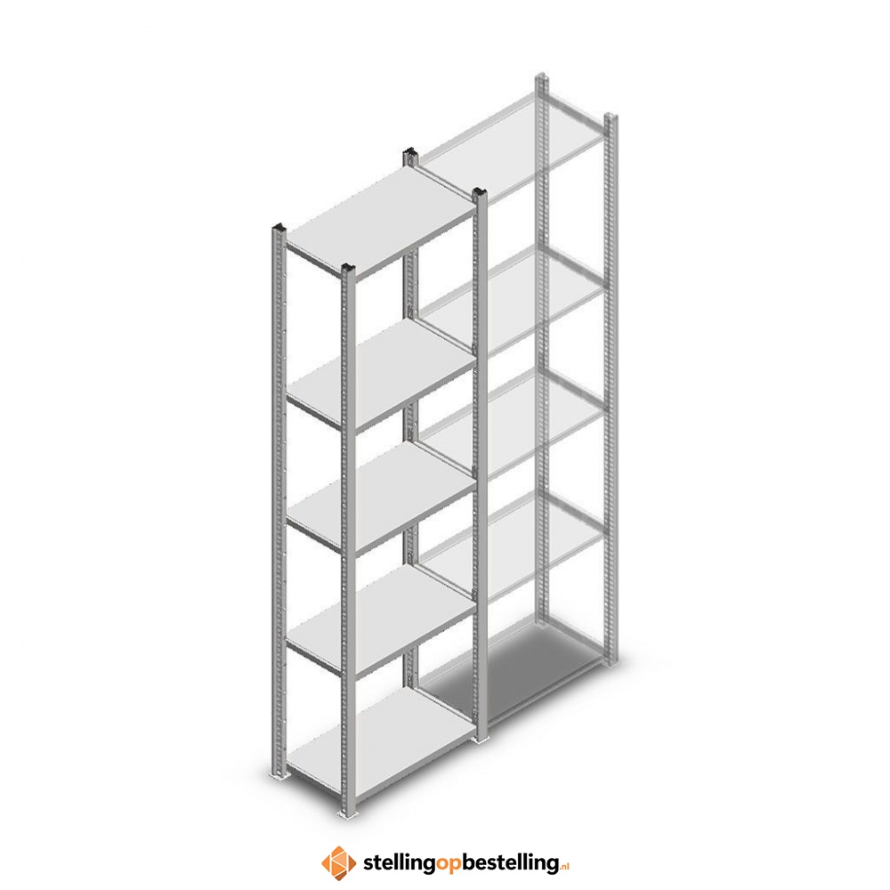 Legbordstelling Light Duty 2000x550x300, 5 niveaus metaal verzinkt, 80 kg beginsectie
