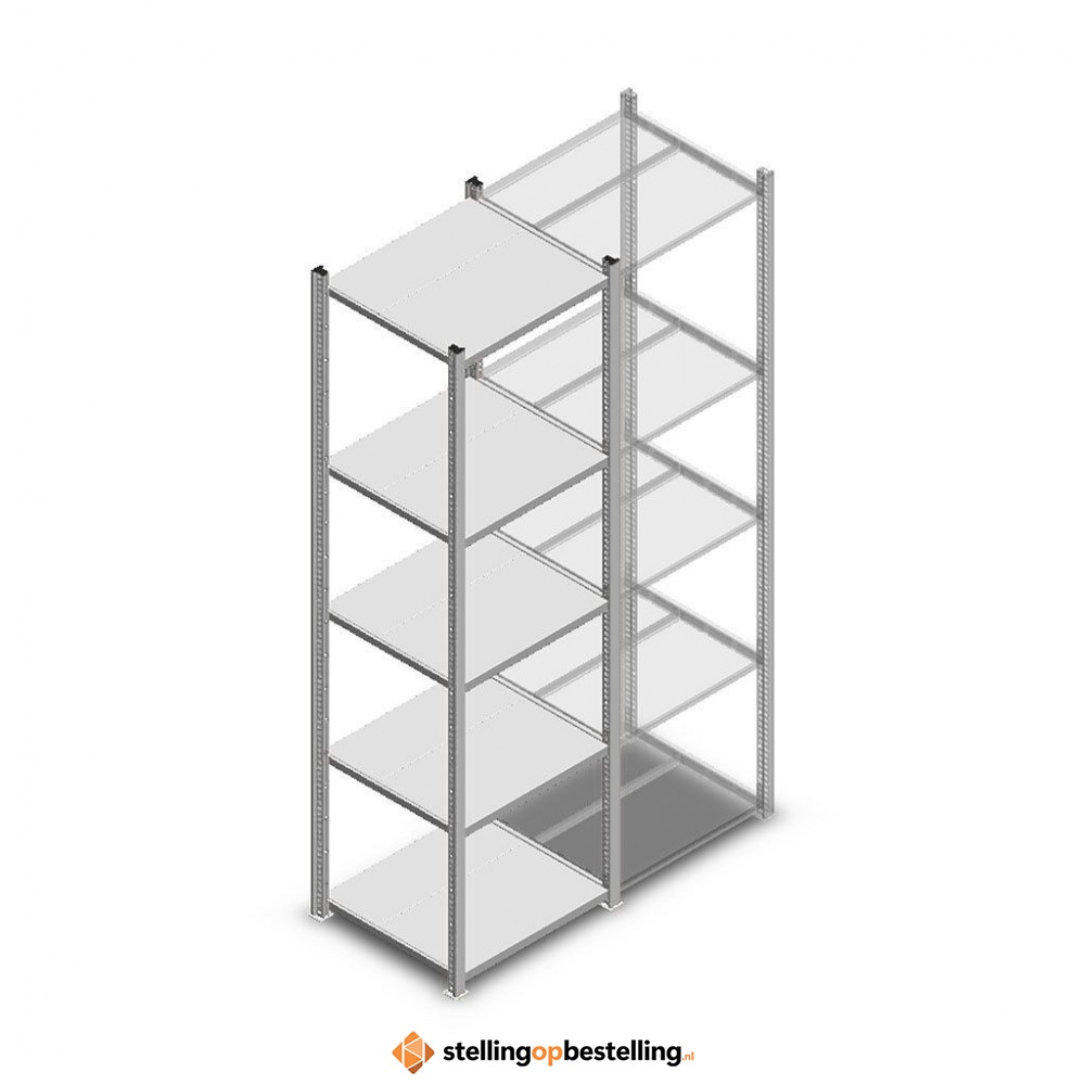 Legbordstelling Light Duty 2000x550x500, 5 niveaus metaal verzinkt, 180 kg beginsectie