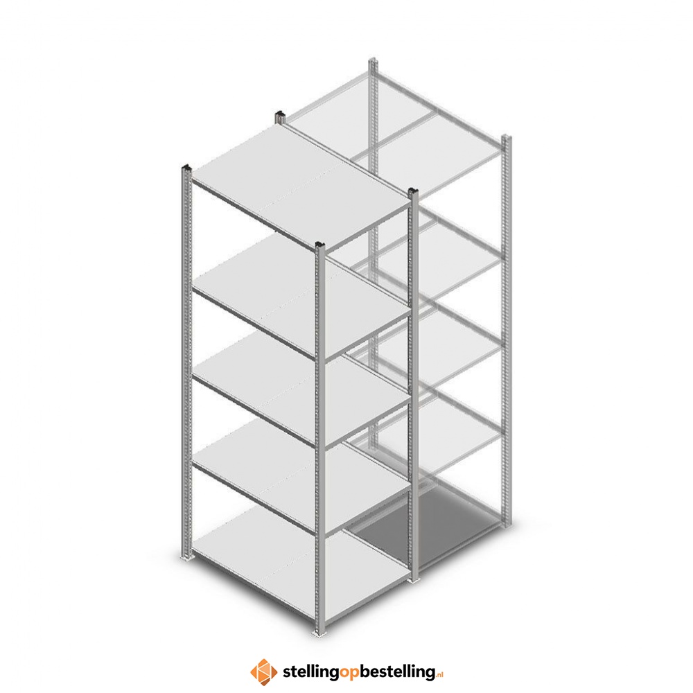 Legbordstelling Light Duty 2000x550x800, 5 niveaus metaal verzinkt, 260 kg beginsectie