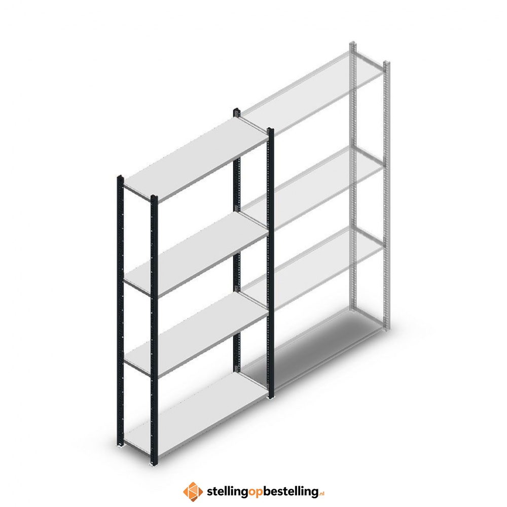 Legbordstelling Medium Duty 2000x1000x300, 4 niveaus metaal antraciet, 90 kg beginsectie