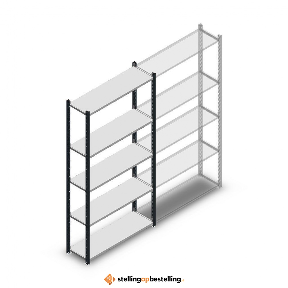 Legbordstelling Medium Duty 2000x1000x300, 5 niveaus metaal antraciet, 90 kg beginsectie