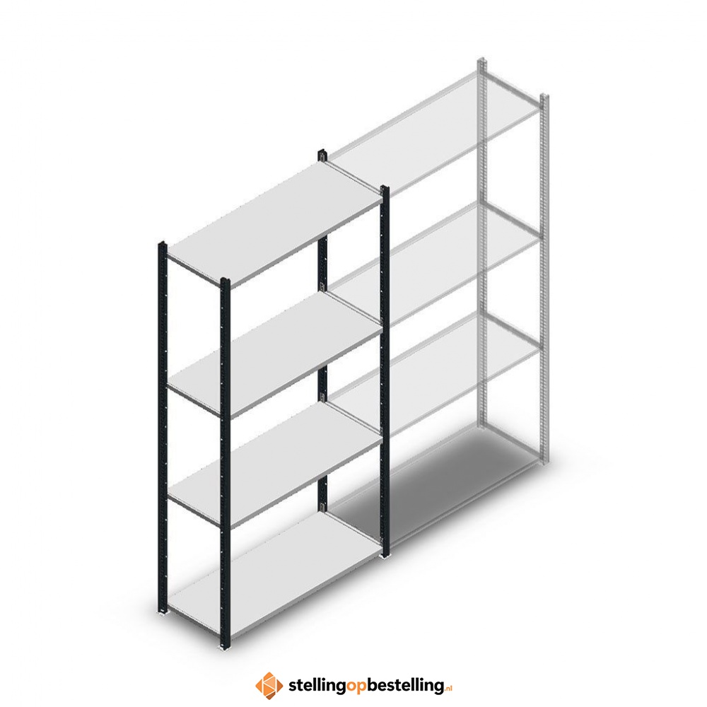 Legbordstelling Medium Duty 2000x1000x400, 4 niveaus metaal antraciet, 90 kg beginsectie