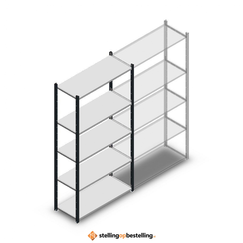Legbordstelling Medium Duty 2000x1000x400, 5 niveaus metaal antraciet, 90 kg beginsectie