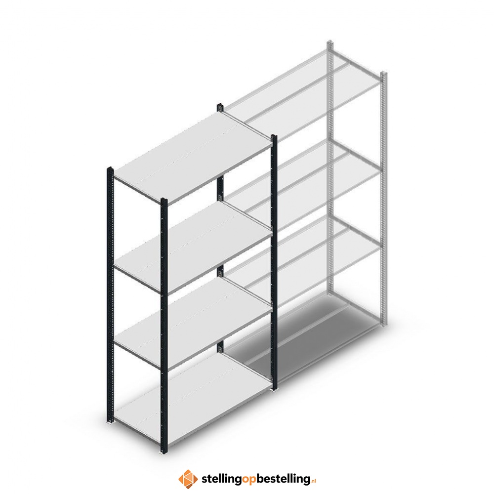 Legbordstelling Medium Duty 2000x1000x500, 4 niveaus metaal antraciet, 75 kg beginsectie