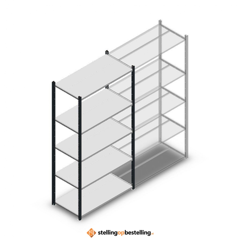 Legbordstelling Medium Duty 2000x1000x500, 5 niveaus metaal antraciet, 75 kg beginsectie