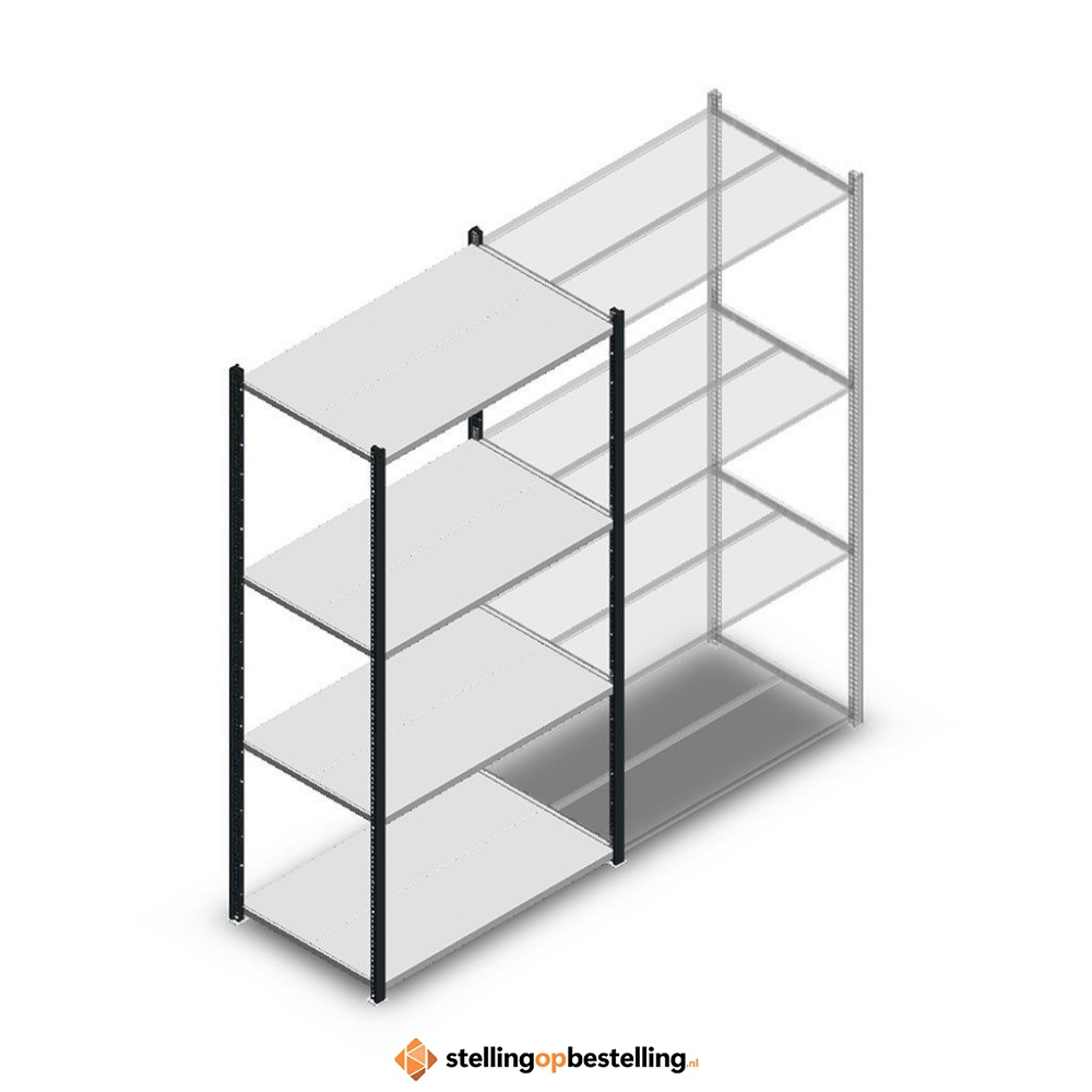 Legbordstelling Medium Duty 2000x1000x600, 4 niveaus metaal antraciet, 180 kg beginsectie