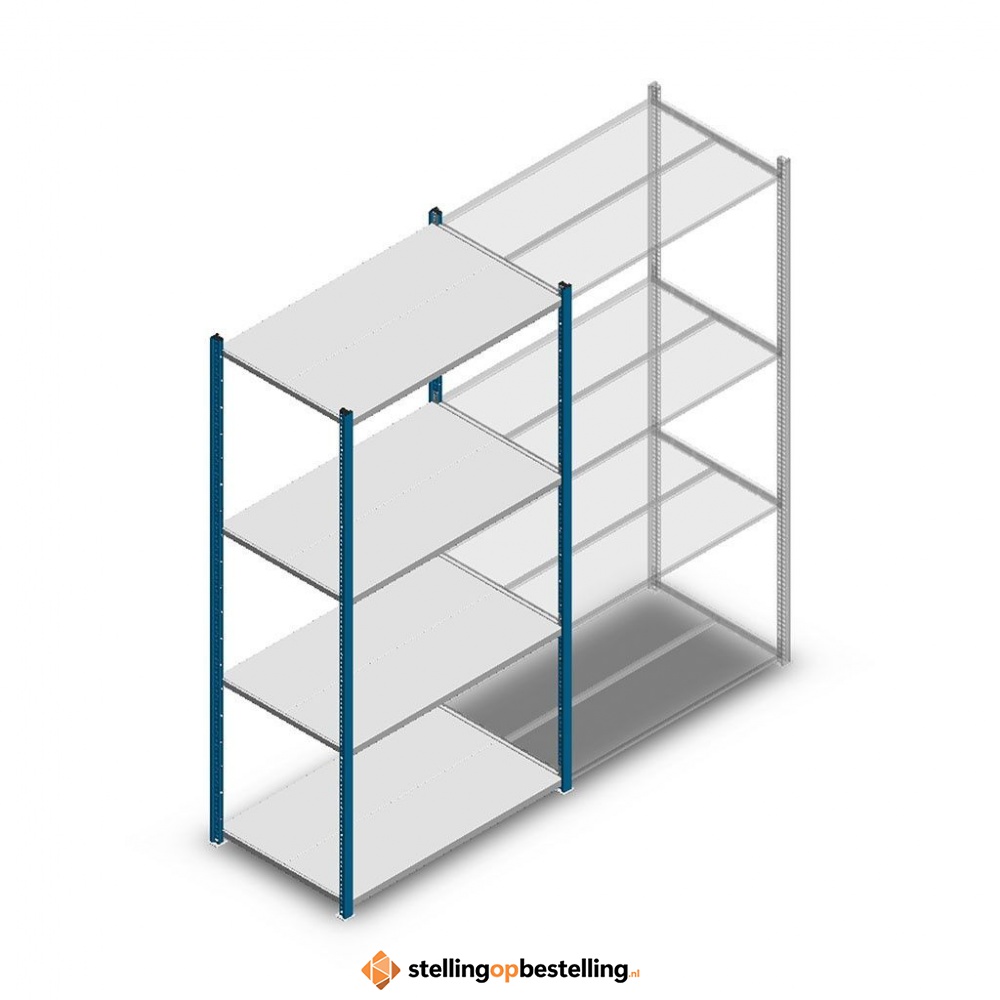 Legbordstelling Medium Duty 2000x1000x600, 4 niveaus metaal blauw, 180 kg beginsectie