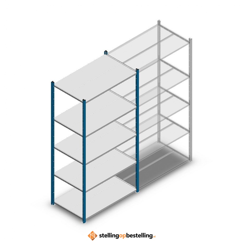 Legbordstelling Medium Duty 2000x1000x600, 5 niveaus metaal blauw, 180 kg beginsectie