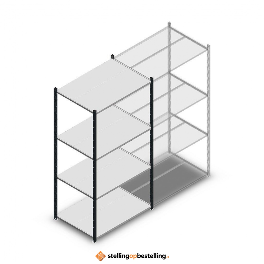 Legbordstelling Medium Duty 2000x1000x700, 4 niveaus metaal antraciet, 180 kg beginsectie