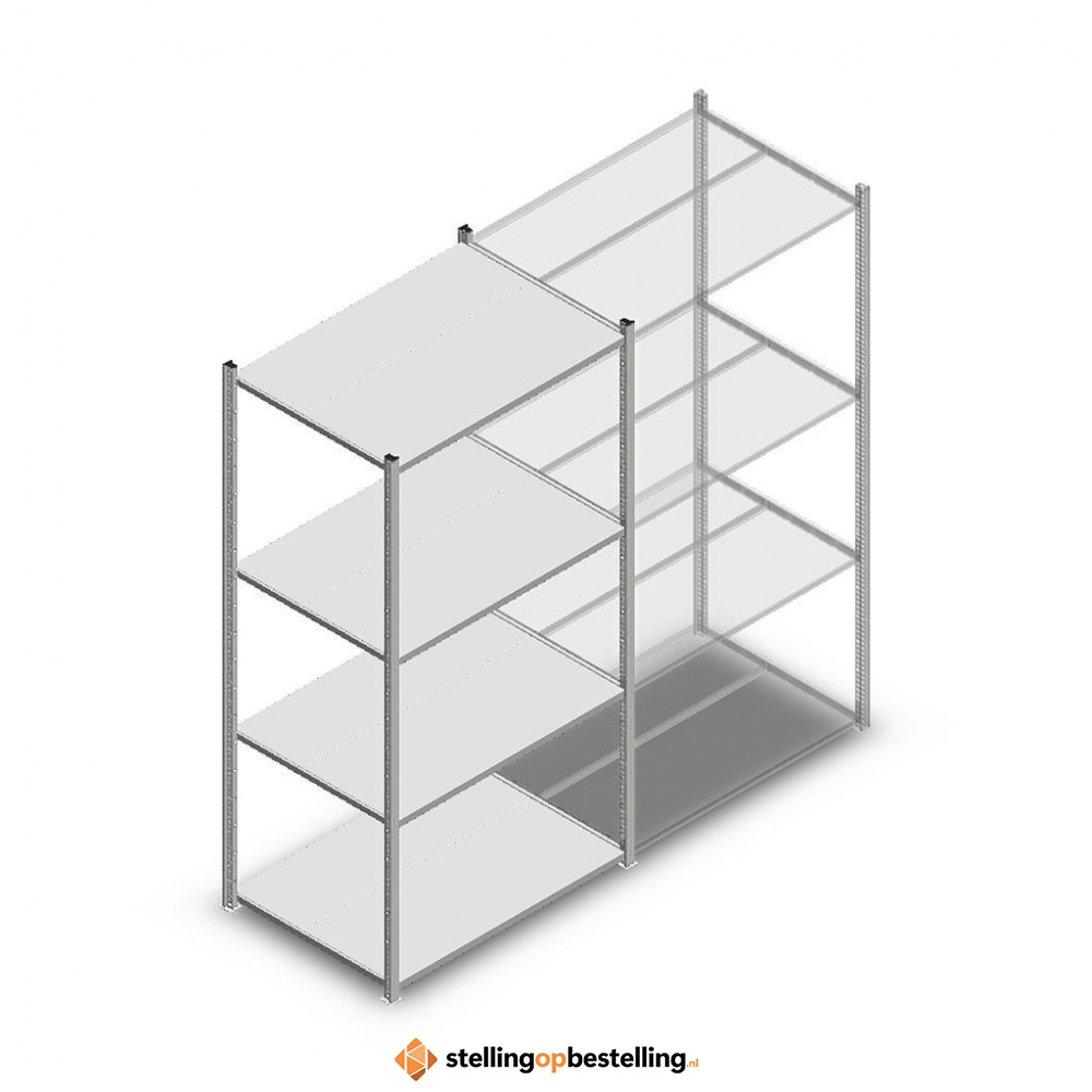 Legbordstelling Medium Duty 2000x1000x700, 4 niveaus metaal verzinkt, 180 kg beginsectie