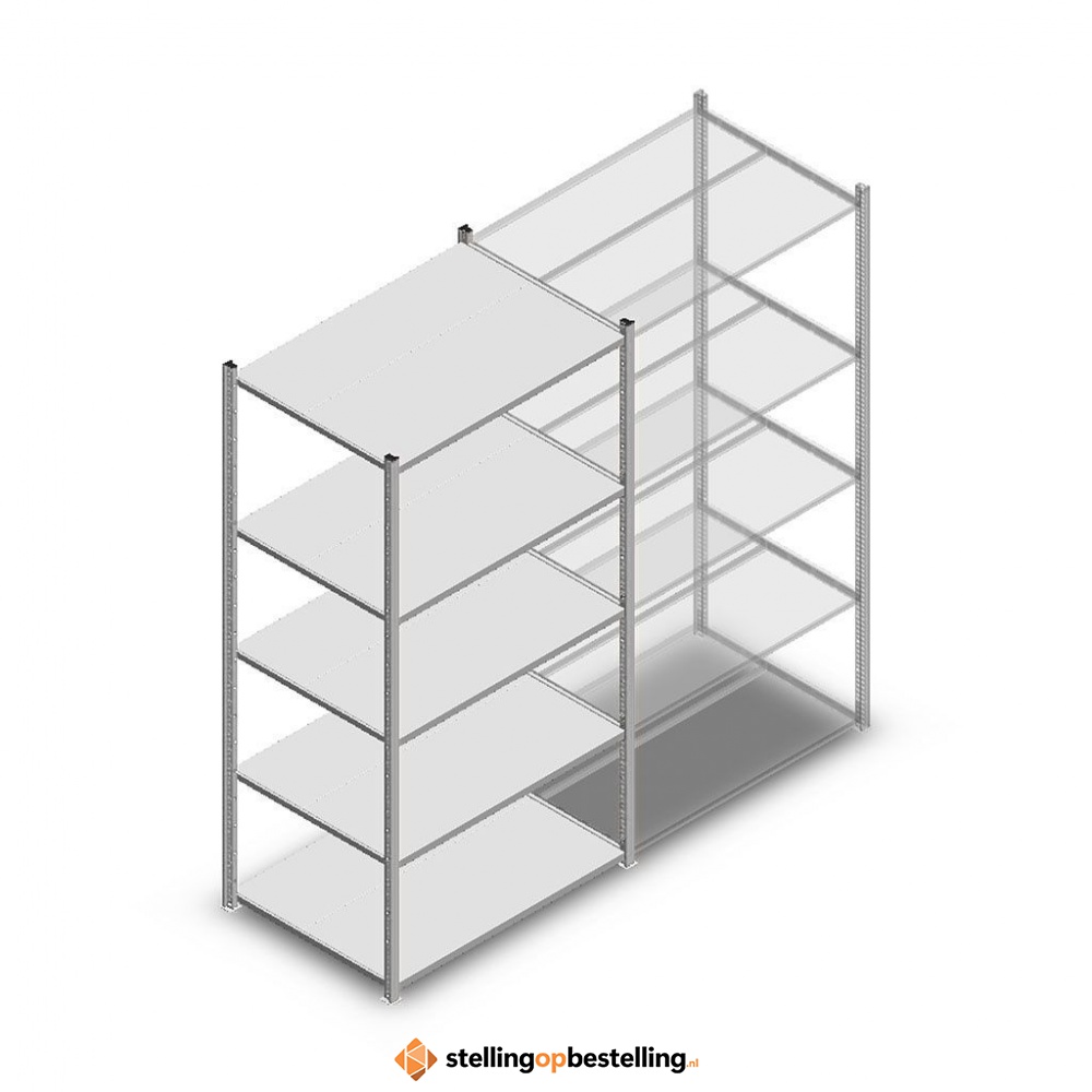 Legbordstelling Medium Duty 2000x1000x700, 5 niveaus metaal verzinkt, 180 kg beginsectie