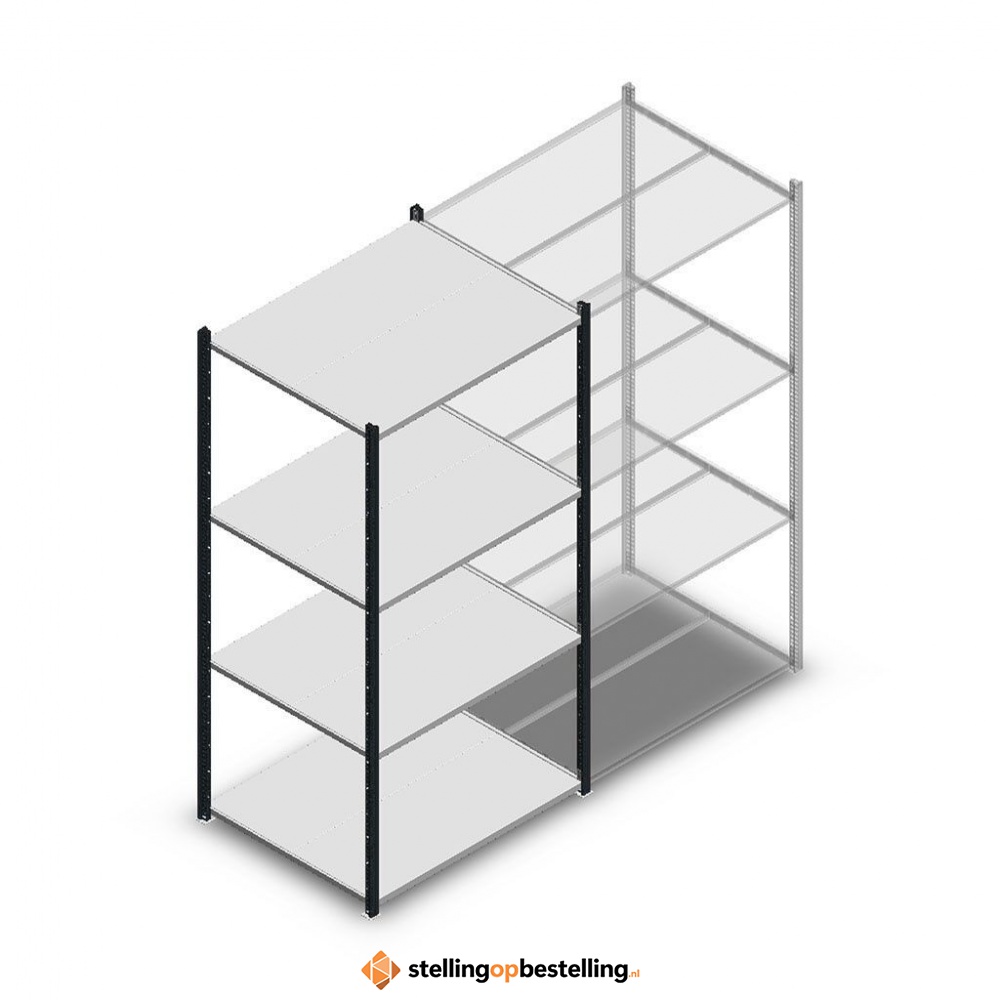 Legbordstelling Medium Duty 2000x1000x800, 4 niveaus metaal antraciet, 180 kg beginsectie