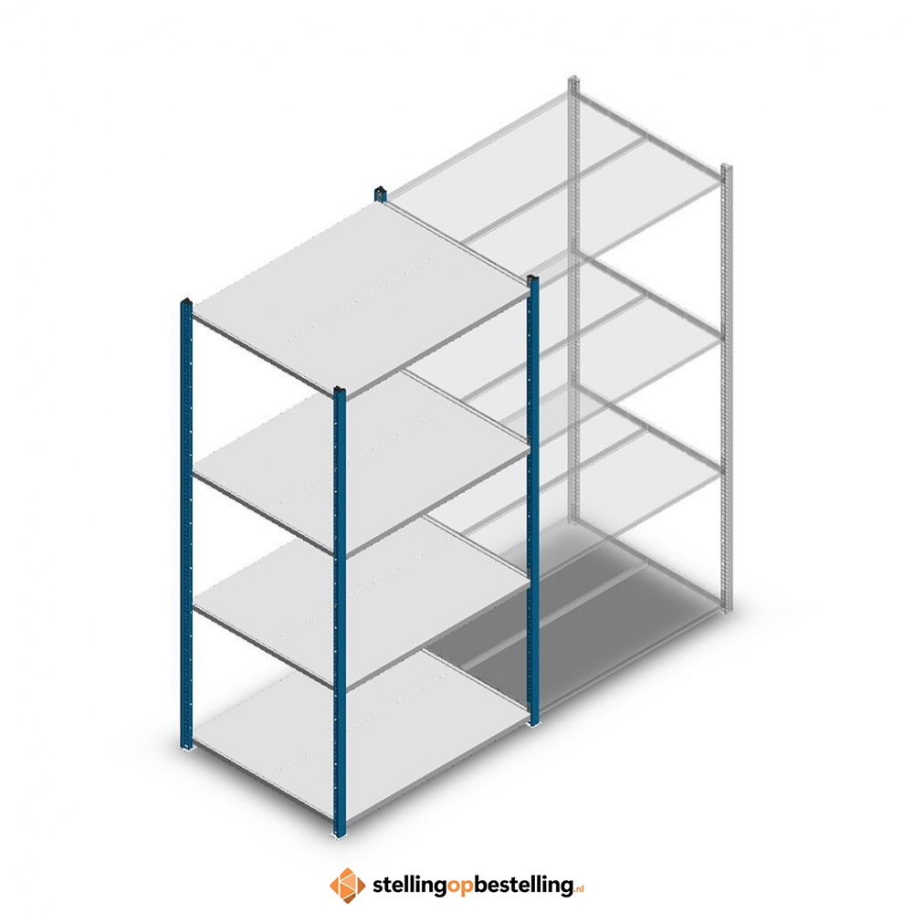Legbordstelling Medium Duty 2000x1000x800, 4 niveaus metaal blauw, 180 kg beginsectie