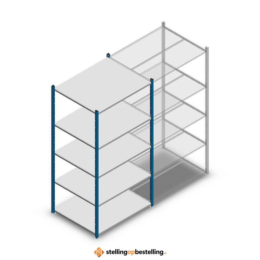 Legbordstelling Medium Duty 2000x1000x800, 5 niveaus metaal blauw, 180 kg beginsectie
