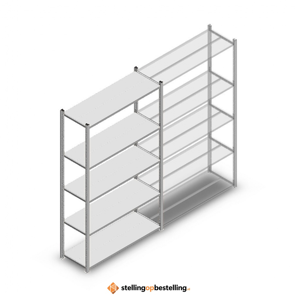 Legbordstelling Medium Duty 2000x1150x400 (hxbxd) 5 niveaus metaal verzinkt 180 kg beginsectie