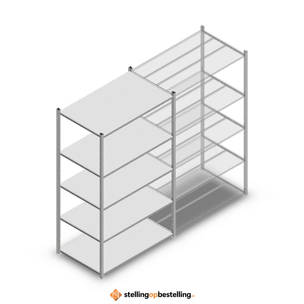 Legbordstelling Medium Duty 2000x1150x700 (hxbxd) 5 niveaus metaal verzinkt 250 kg beginsectie