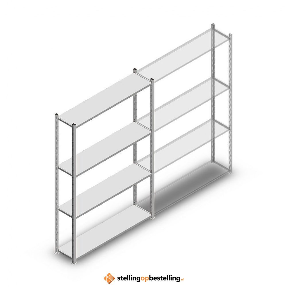 Legbordstelling Medium Duty 2000x1300x400 (hxbxd) 4 niveaus metaal verzinkt 140 kg beginsectie