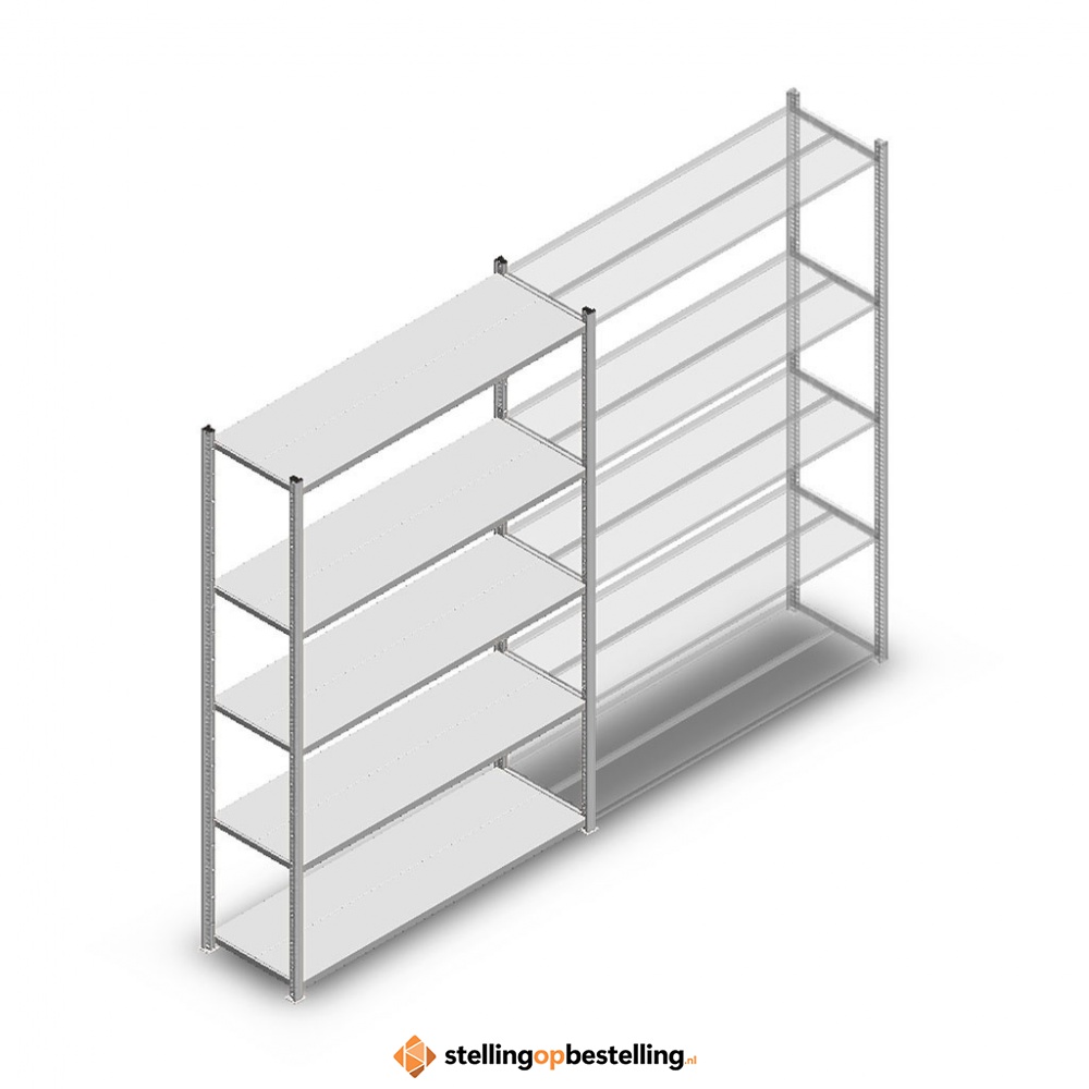 Legbordstelling Medium Duty 2000x1300x400 (hxbxd) 5 niveaus metaal verzinkt 140 kg beginsectie