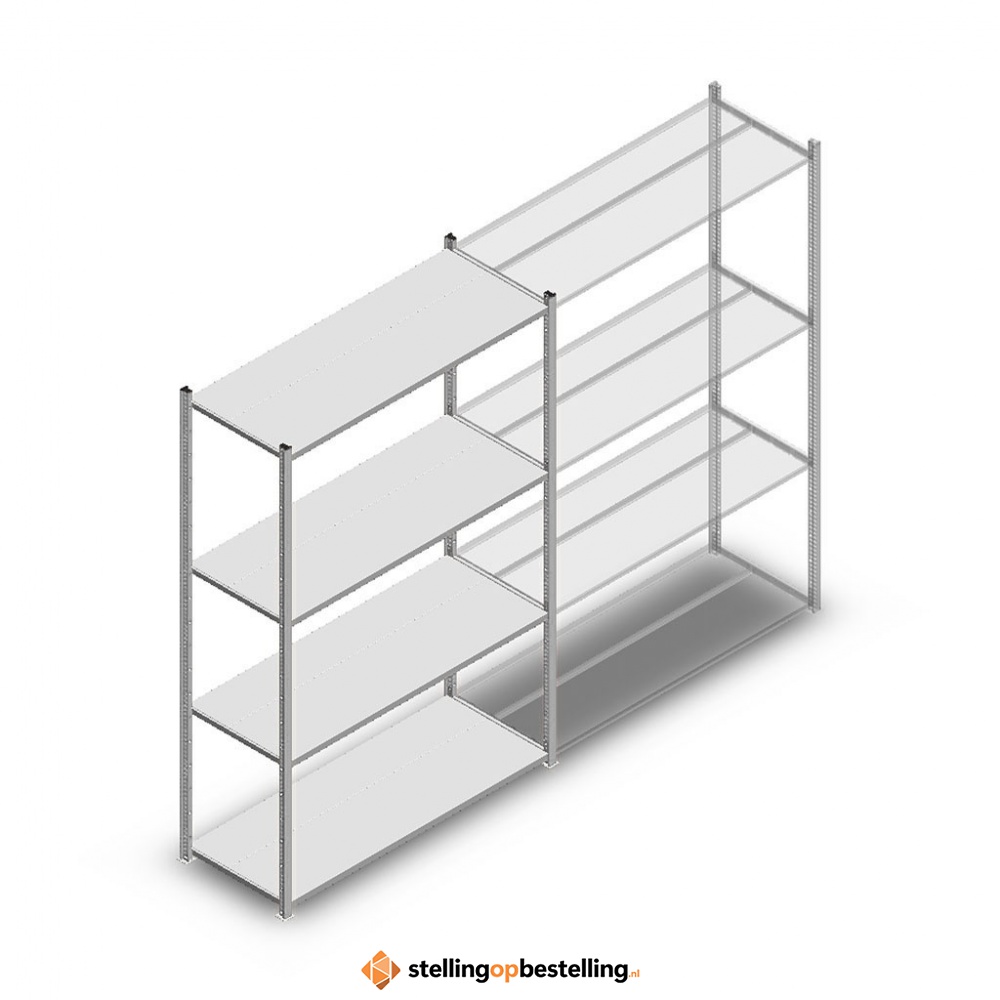 Legbordstelling Medium Duty 2000x1300x500 (hxbxd) 4 niveaus metaal verzinkt 120 kg beginsectie