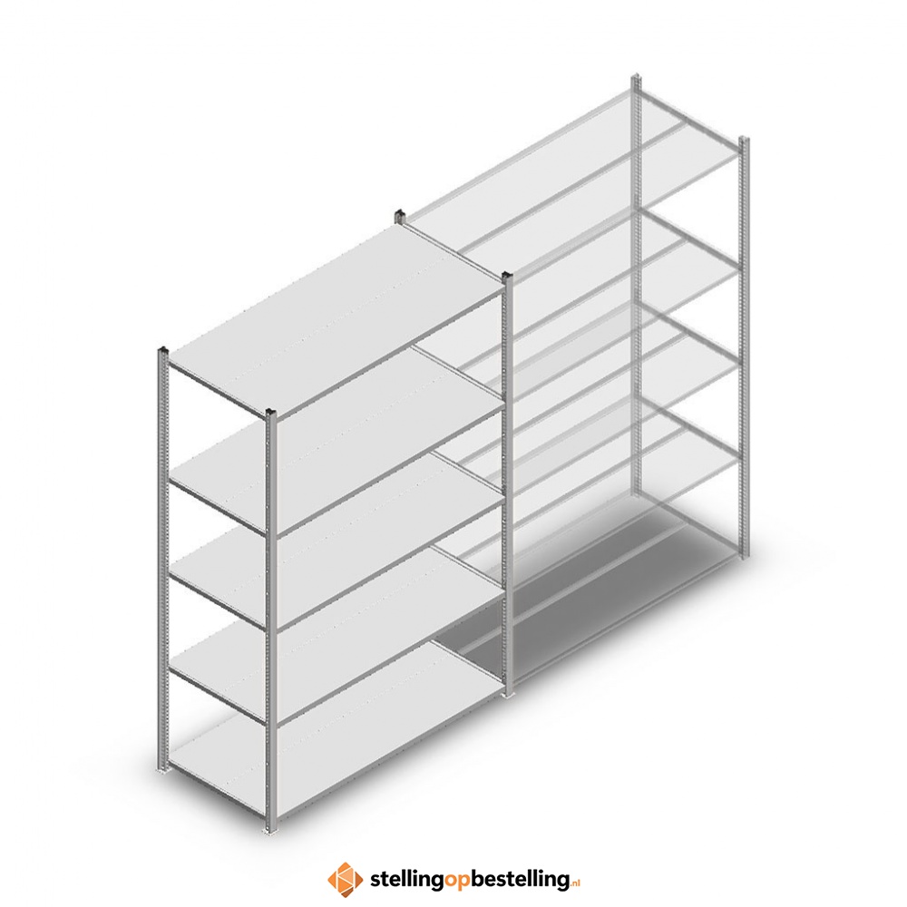 Legbordstelling Medium Duty 2000x1300x600 (hxbxd) 5 niveaus metaal verzinkt 100 kg beginsectie