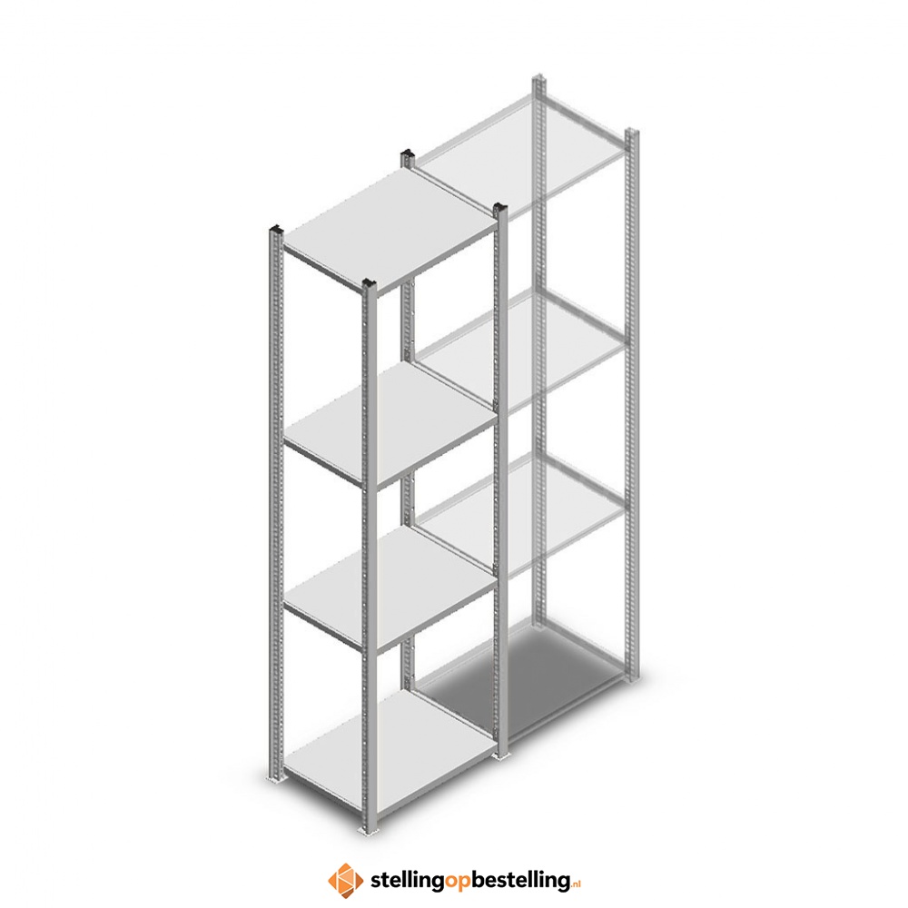 Legbordstelling Medium Duty 2000x550x400 (hxbxd) 4 niveaus metaal verzinkt 120 kg beginsectie