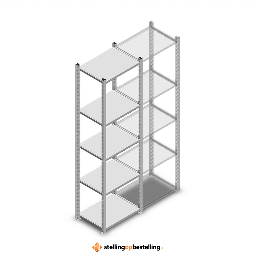 Legbordstelling Medium Duty 2000x550x400 (hxbxd) 5 niveaus metaal verzinkt 120 kg beginsectie