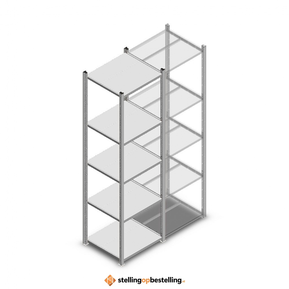 Legbordstelling Medium Duty 2000x550x500 (hxbxd) 5 niveaus metaal verzinkt 260 kg beginsectie