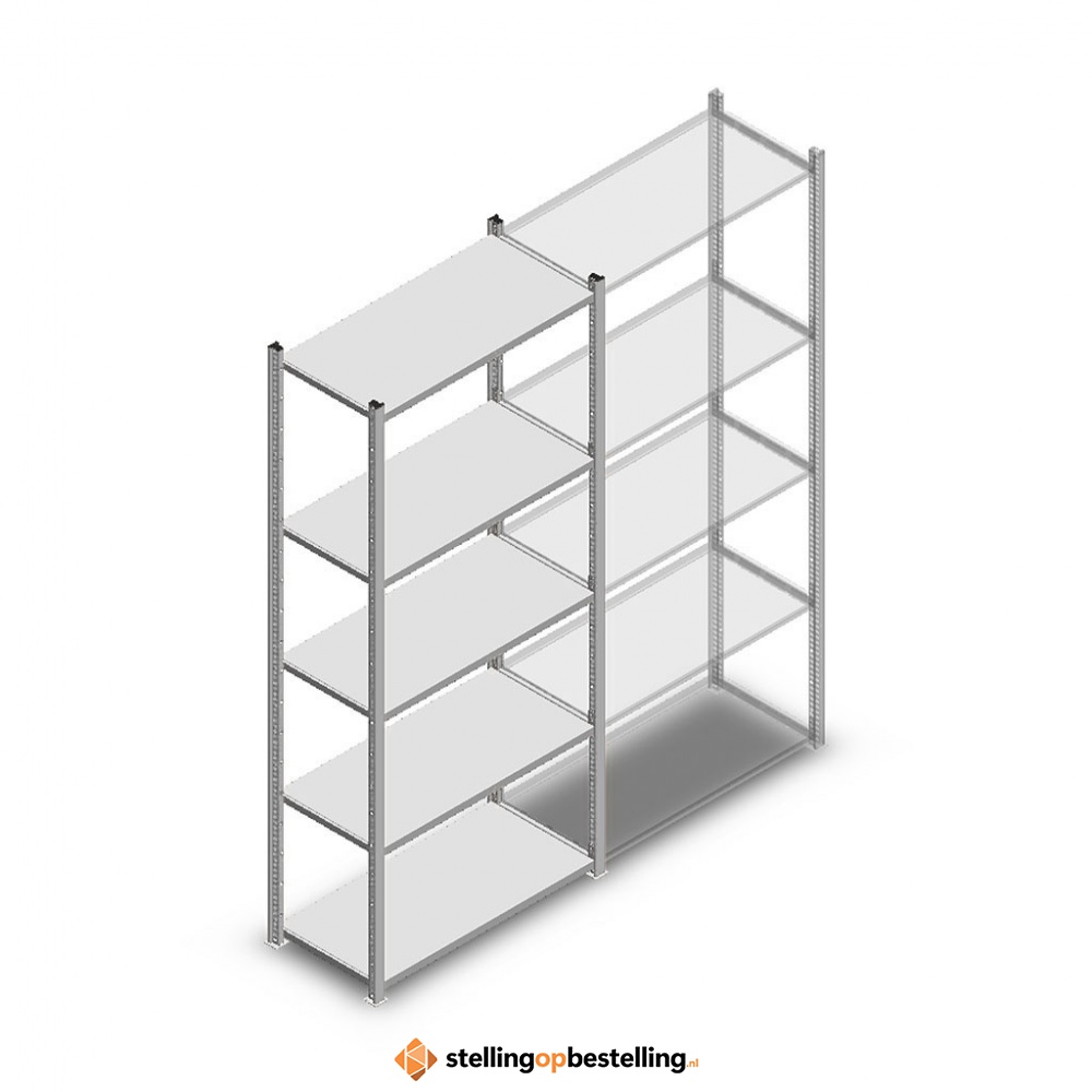 Legbordstelling Medium Duty 2000x850x400 (hxbxd) 5 niveaus metaal verzinkt 100 kg beginsectie