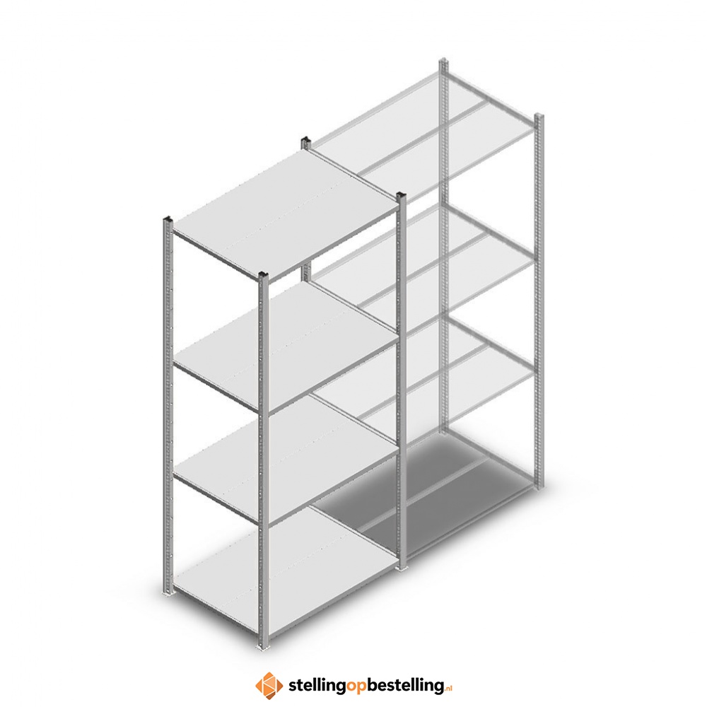 Legbordstelling Medium Duty 2000x850x600 (hxbxd) 4 niveaus metaal verzinkt 200 kg beginsectie
