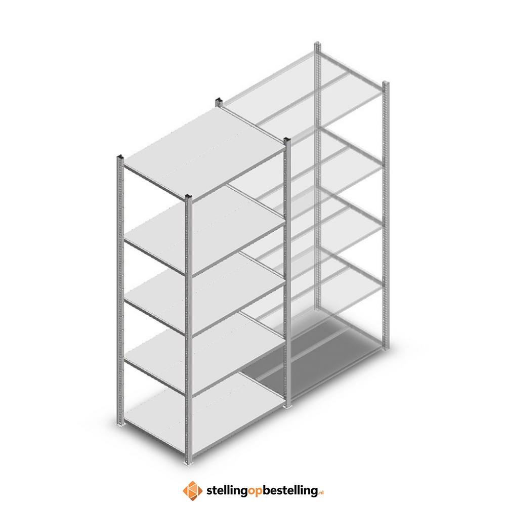 Legbordstelling Medium Duty 2000x850x600 (hxbxd) 5 niveaus metaal verzinkt 200 kg beginsectie